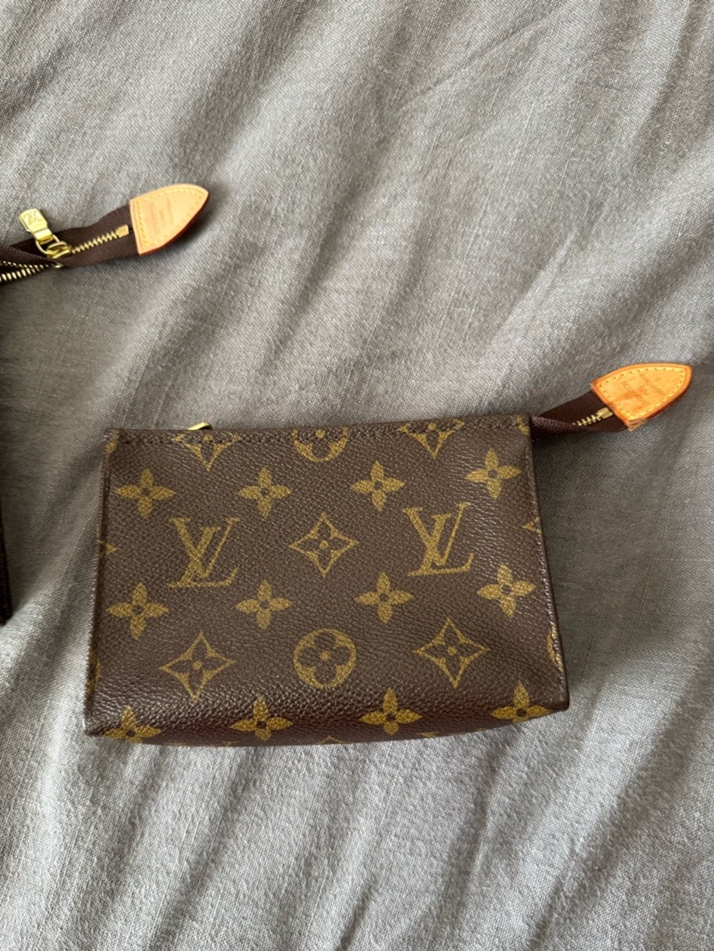 Louis Vuitton Monogram Canvas Wristlet in Brown and Tan (Small)